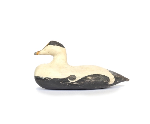 Wood carved Eider drake decoy